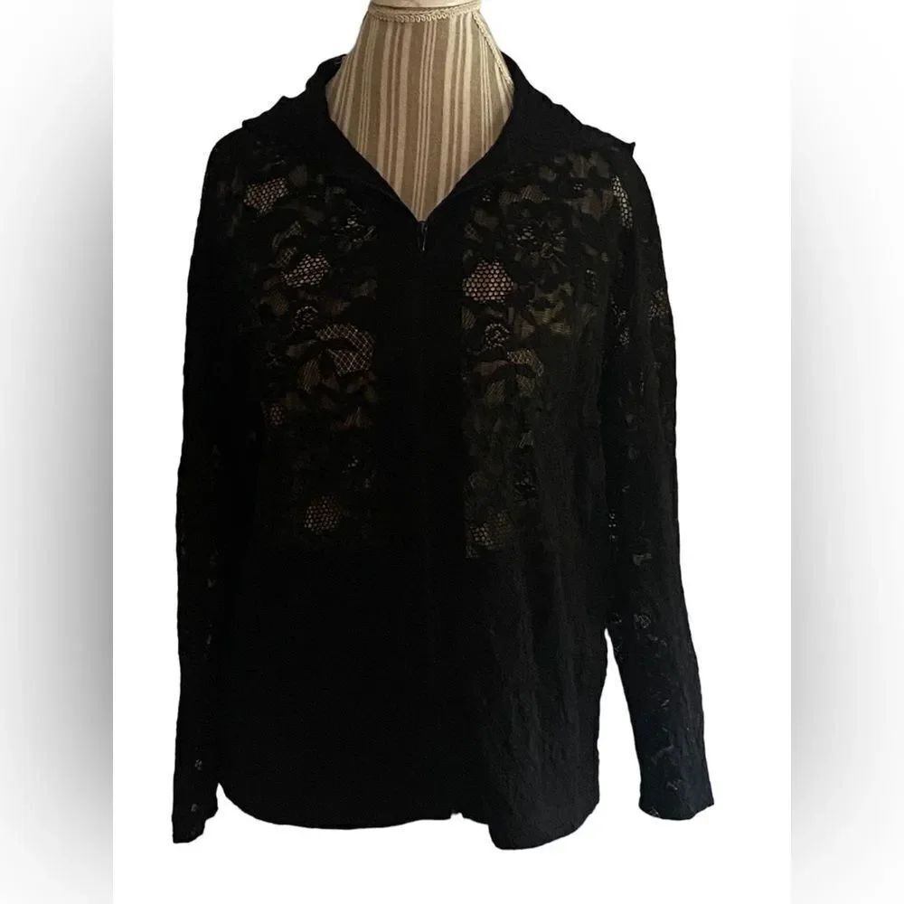 Chicos size large lace hooded jacket great look see pics